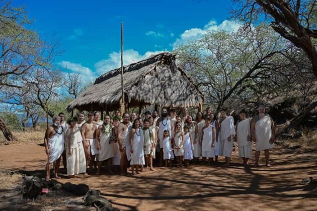 Photo: ʻOhana members gather at Nāmakapili, the traditional hale hālāwai