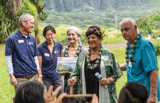 Photo: Community leaders, conservation partners, cultural practitioners, elected officials, kūpuna and residents gathered at Hoʻomaluhia Botanical Garden