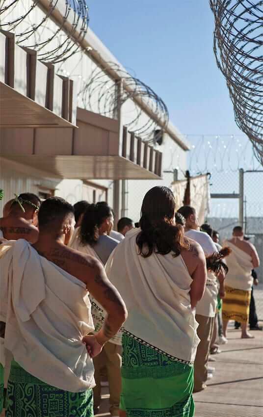 Photo: Paʻahao prepare to dance at the Makahiki celebration at Saguaro Correctional Center