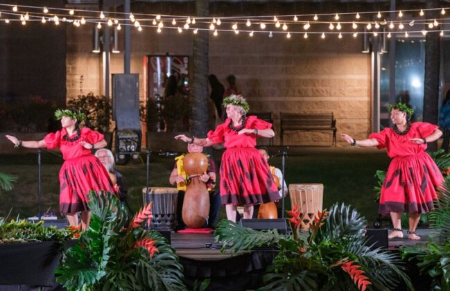 Photo: Hula dancers perform at the opening event