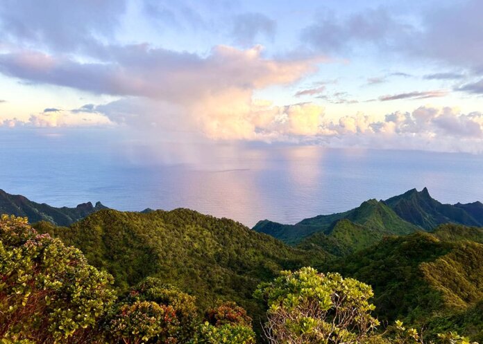 Photo: View from the wao akua (godly realm) of Limahuli in Ahupuaʻa