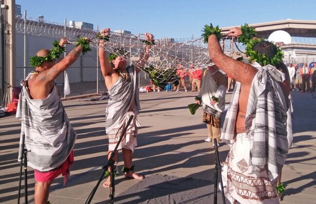 Photo: Paʻahao perform during 2022 Makahiki celebration at Saguaro