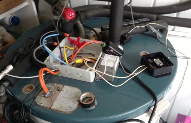 Photo: Water heater with wiring for Shifter Energy module